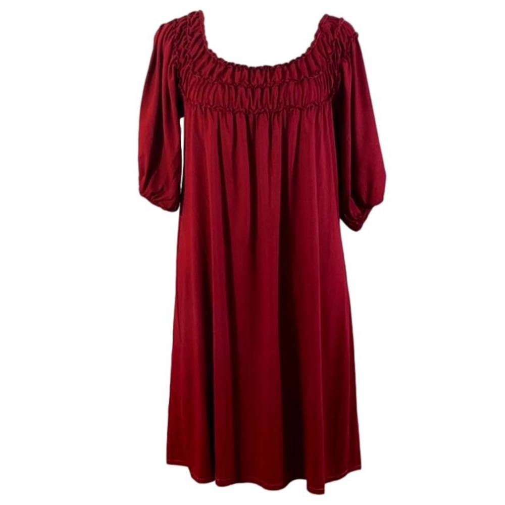 Max Studio Ruby Red Smocked Peasant Dress size XS